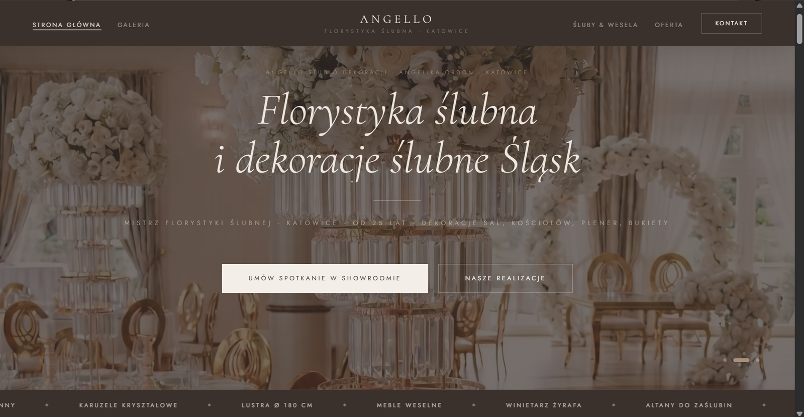 Strona internetowa Angello – śluby i eventy